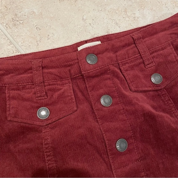 Urban Outfitters Burgundy Comfy Corduroy Textured Mini Pencil PocketCasual Skirt - Picture 3 of 6